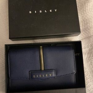 Sisley leather Navy Navy/ White Interior  wallet Brand New In Box